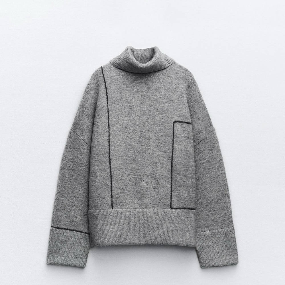 Zara Women's Gray Turtleneck Sweater